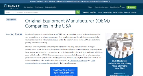 美国的原始设备制造商(OEM)公司