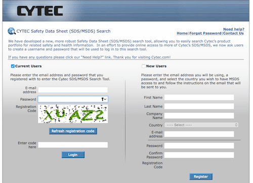 CYTEC安全数据表(SDS/MSDS)检索