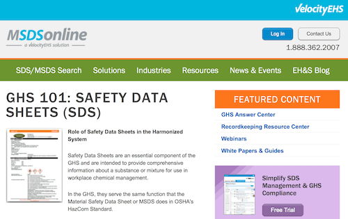 MSDS Online - GHS 101:安全数据表(SDS)