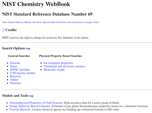 NIST化学WebBook