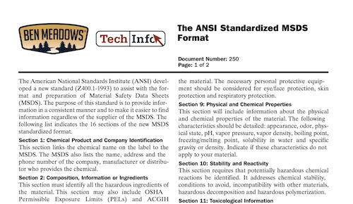 ANSI标准MSDS格式