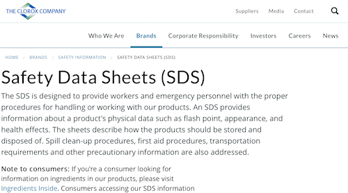 高乐氏公司-安全数据表(SDS)
