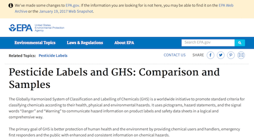 农药标签和GHS的比较和样品