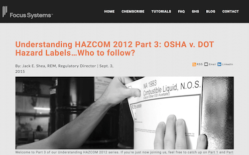 了解HAZCOM 2012第3部分OSHA vs DOT危险标签应遵循谁